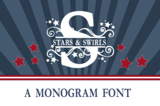 Stars Swirls Monogram Banner Font for Elegant Branding